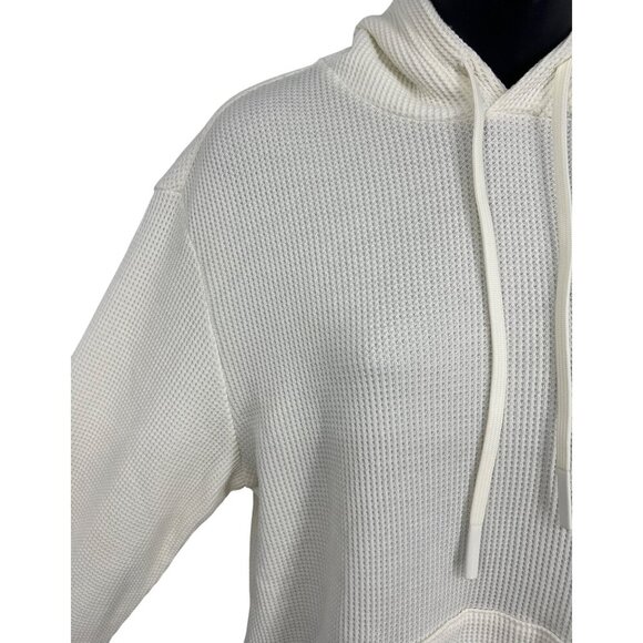 Theory Men Size Small Waffle Cream Hoodie Sweatshirt Long Sleeve Pullover EUC - Picture 6 of 11